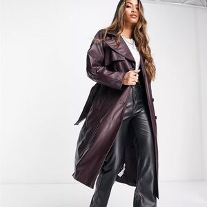 ASOS Bershka faux leather trench coat